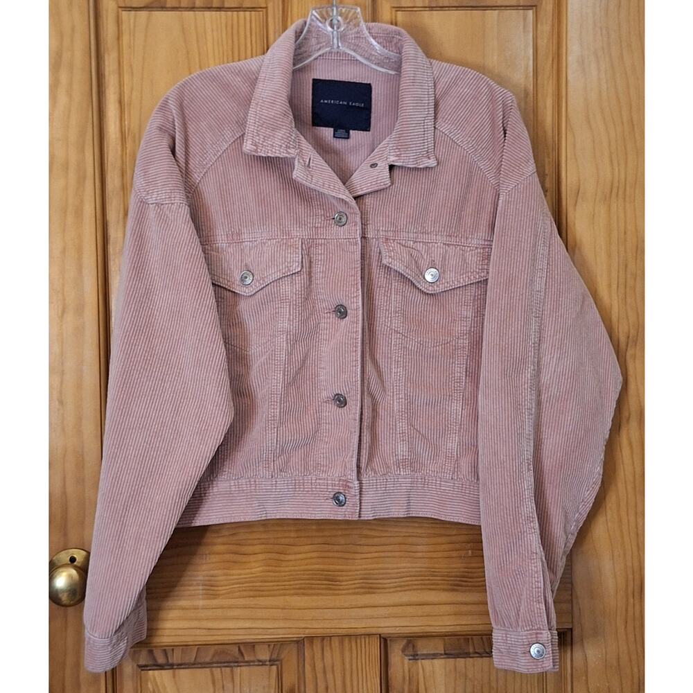 100% Cotton American Eagle Women's Large Rose Pink Corduroy Jacket